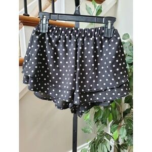 Nasty Gal Women Black Doted 100% Polyester Comfort Waist Pull On Shorts 0 Size